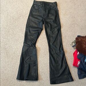 American Eagle Outfitters Black leather Flare Pants